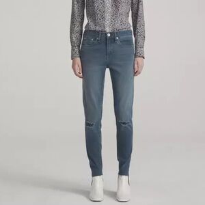 Rag & Bone High Rise Ankle Skinny Stretch Jean / Alec Wash (Gray Blue)
